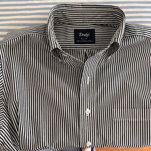 Drakes black stripe poplin button down shirt